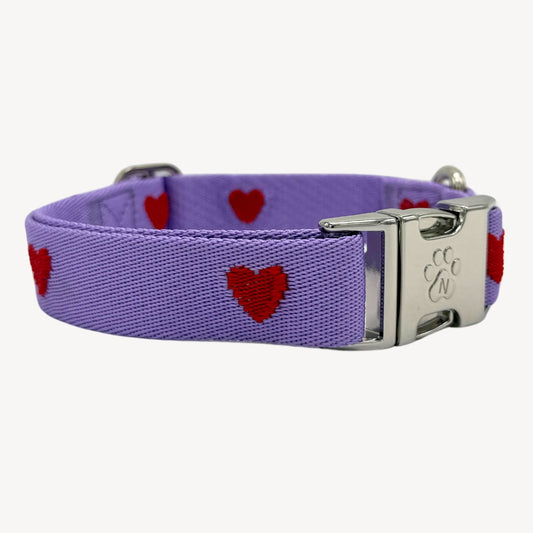 Hearts - Purple - Dog Collar